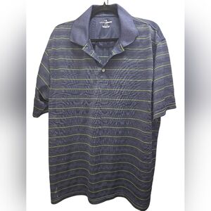 Grand Slam Golf Polo Shirt XL Blue Green Striped Performance Short Sleeve